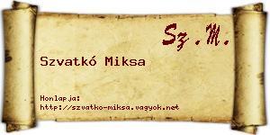 Szvatkó Miksa névjegykártya
